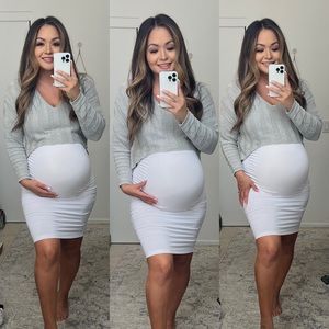 Grey Mist Cropped Sweater Bump Friendly